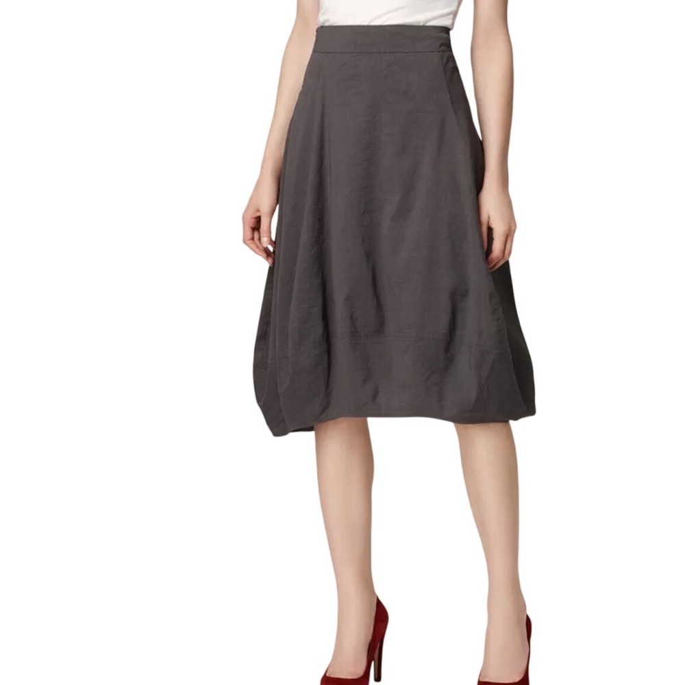 Eileen Fisher Lantern Skirt Lagenlook Gray Midi‎ Skirt Gray Bubble Hem Small